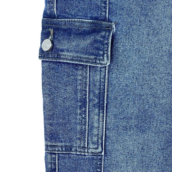 Kancan Women's Blue Cargo Denim Ankle Jeans 13/30 Flap Pockets Mid Rise Stretch - Picture 5 of 12